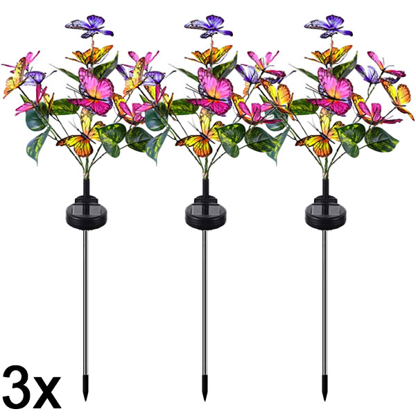 3x Solarna vanjska svjetla s leptirima | FLUTIX